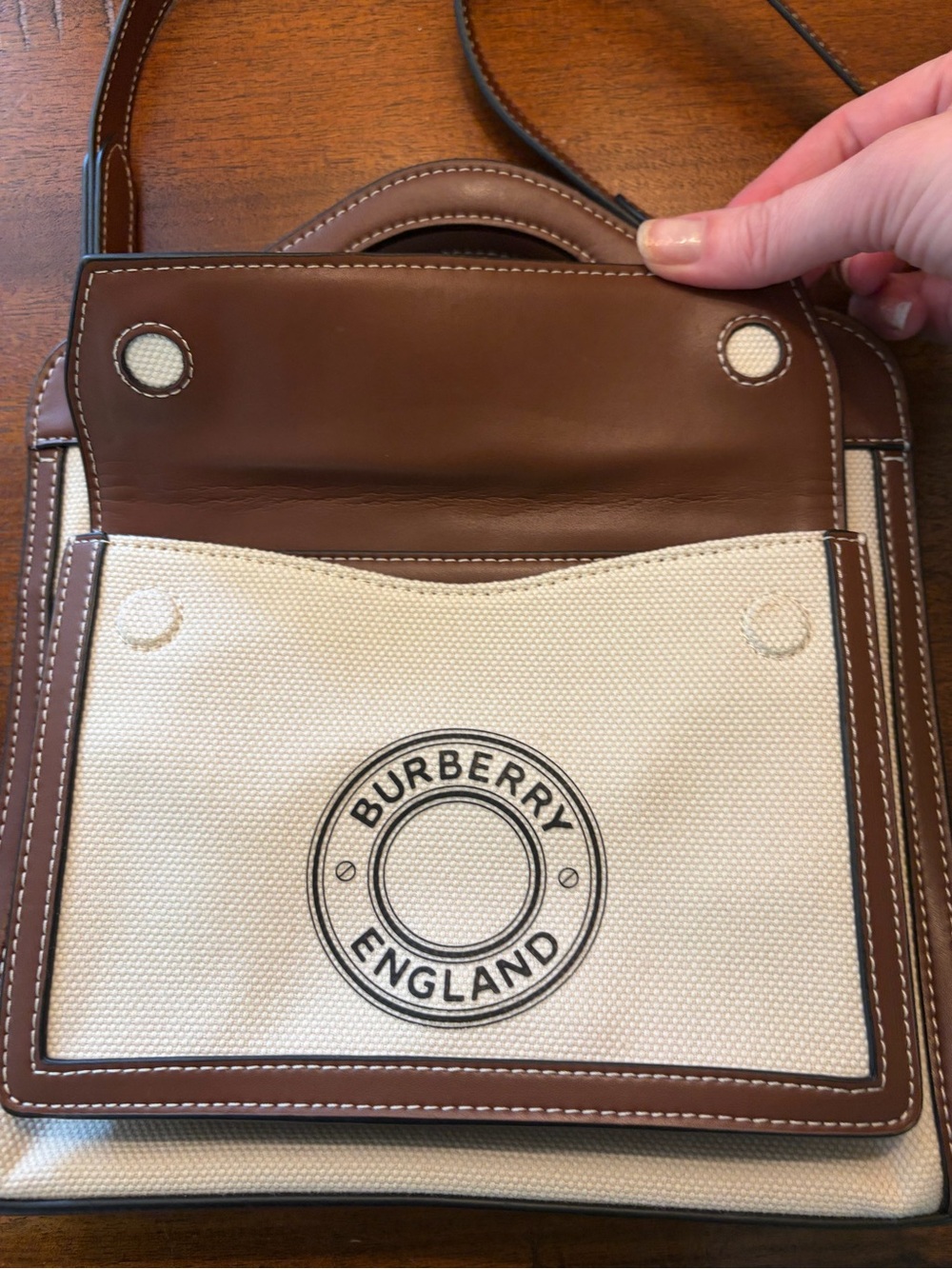 Burberry Beige Canvas with Brown Leather Trim Crossbody Bag - Picture 4 of 14